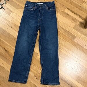 Women’s Levi  Dark Blue Straight-Leg Jeans